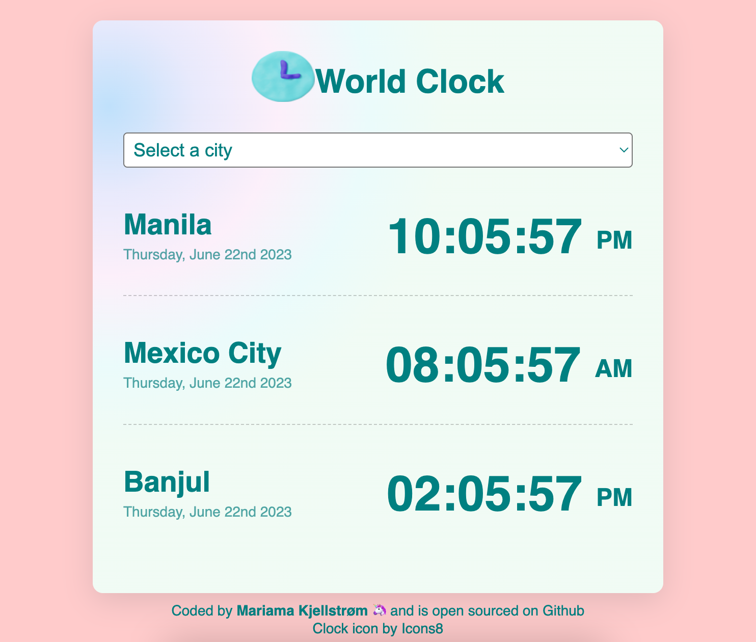 World clock app